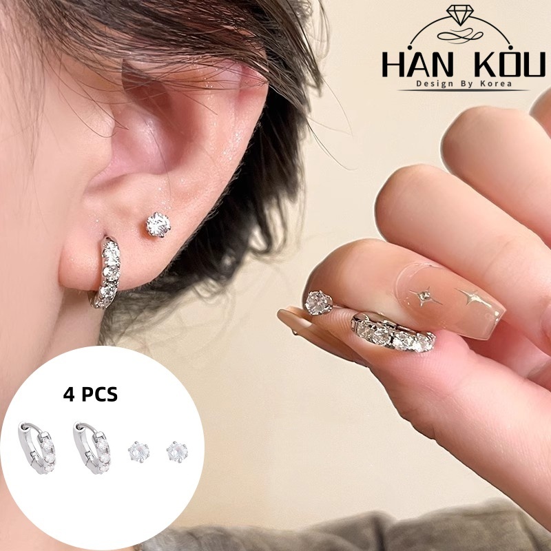 HANKOU-Anting Titanium Wanita Anti Karat Dan Anti Luntur Anting Hijab Wanita Anting tusuk Korea Styl