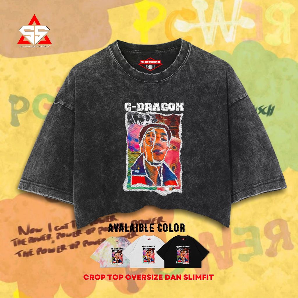 SUPERIOR Crop Tee G-Dragon Washed Tye Die Longsleeve Oversize Slimfit Crop Top GDRAGON-21