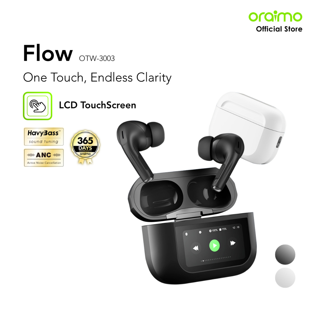 Oraimo Flow OTW-3003 Stereo Nirkabel Sesungguhnya V5.3 ENC IPX4 Headset Super Bass Headphone Earphon