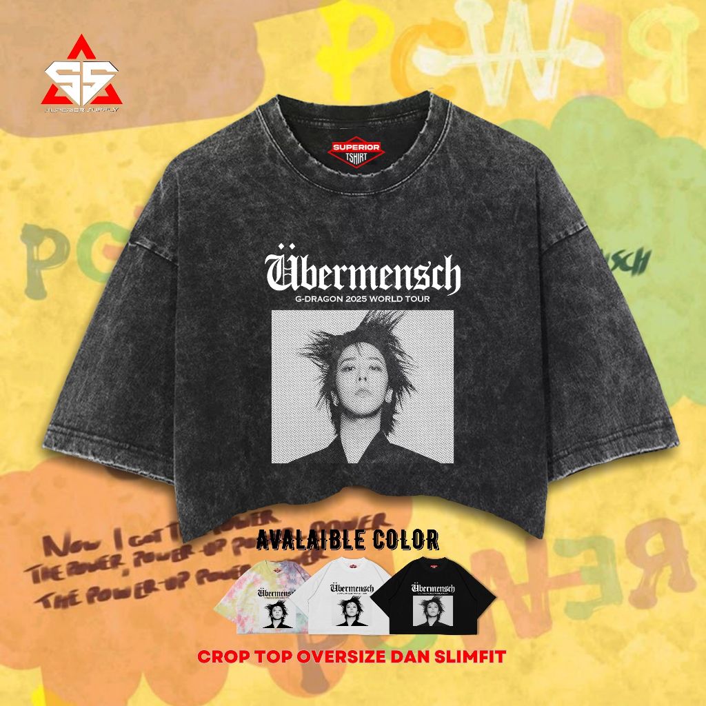 SUPERIOR Crop Tee G-Dragon Washed Tye Die Longsleeve Oversize Slimfit Crop Top GDRAGON-30