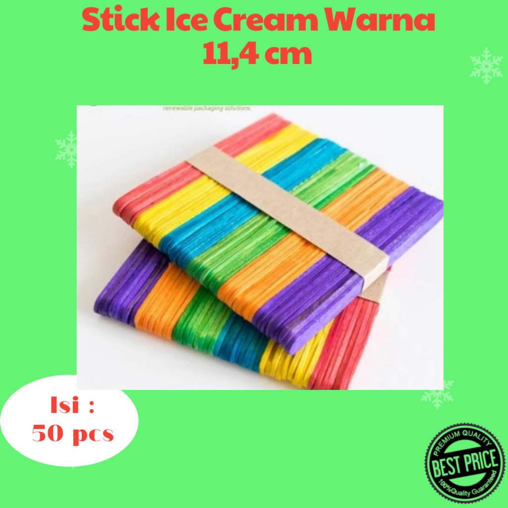 Stik Kayu Warna - Warni / Stik Kayu Premium / Stik kayu Variasi / Stik ice cream / stik kayu Isi 50 