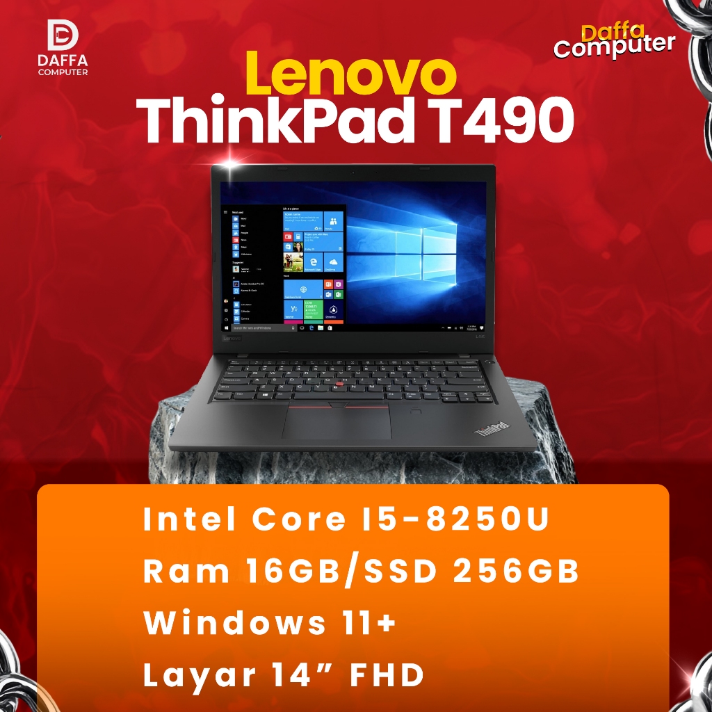 Laptop Lenovo Thinkpad T490 Second Premium Intel i5-8250U 16GB RAM 256GB SSD Windows 11