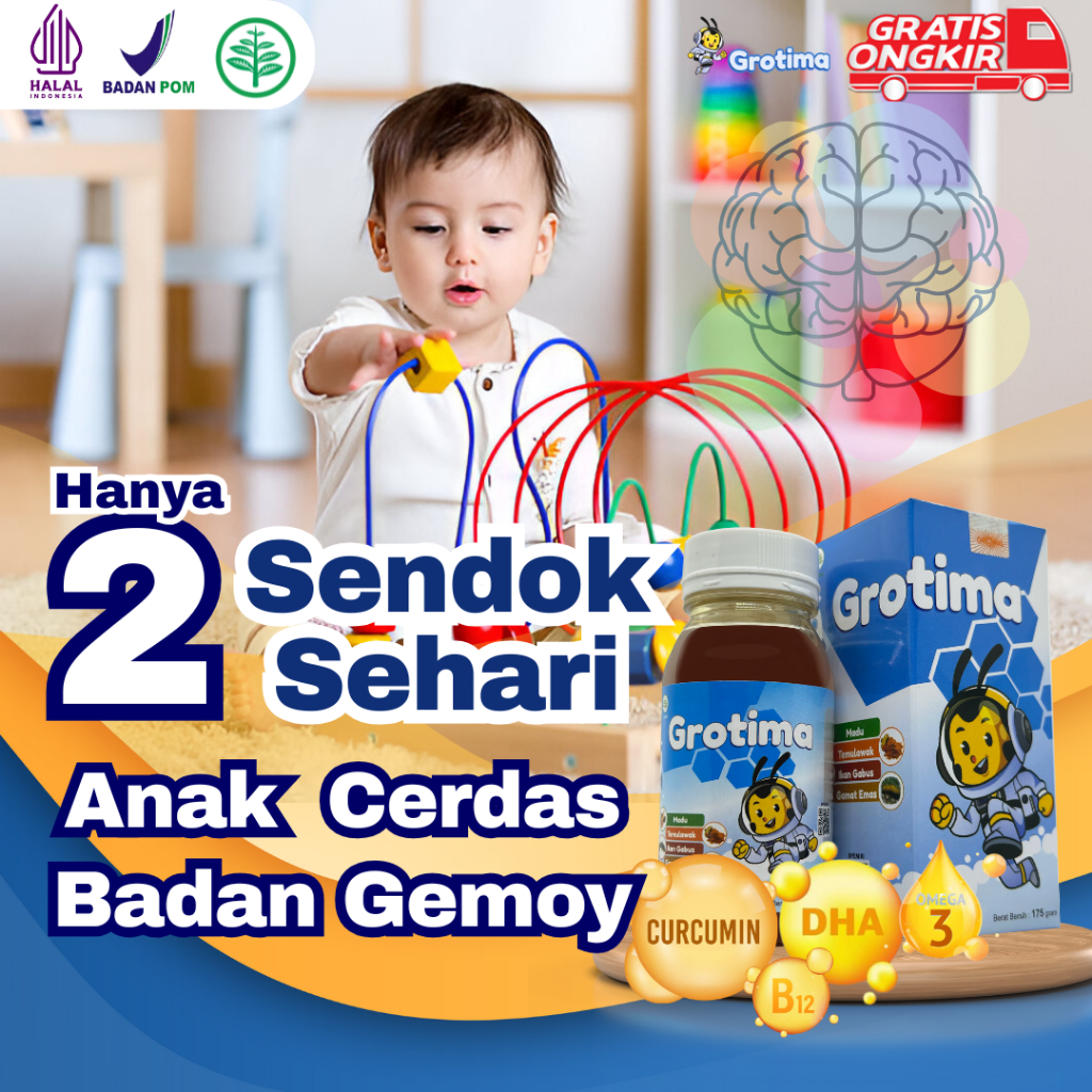 Vitamin Anak DHA / Vitamin Otak Anak Pintar / Grotima original Untuk Kecerdasan otak Anak / Suplemen