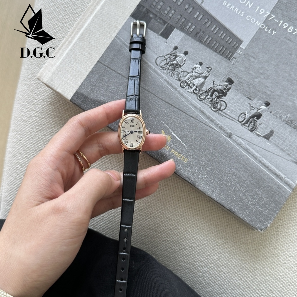 DGC W401 Jam Tangan Wanita Oval Korean Kecil Thin Belt  Student Simple Temperament Quartz Watches CO