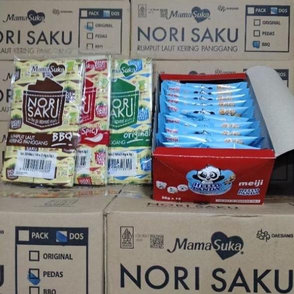

Nori Saku Renceng 1 karton bonus Hello panda 25g 1 boks