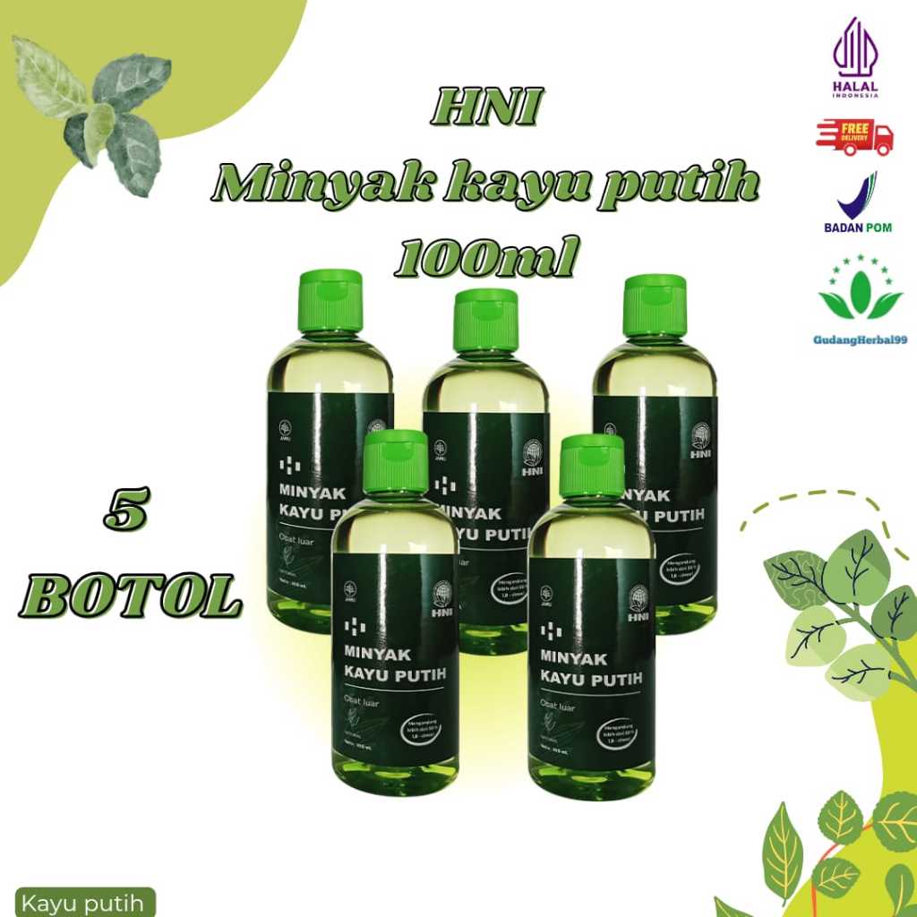HNI MINYAK KAYU PUTIH 100 ml 5 BOTOL Minyak Kayu Putih Aromatherapy Meredakan Hidung Tersumbat