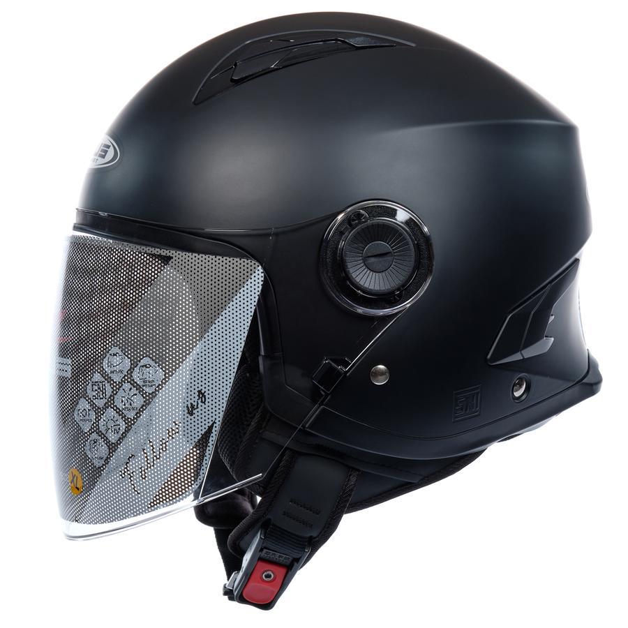 ZEUS ZS 617 MATT BLACK HALF FACE SINGLE VISOR HELMET