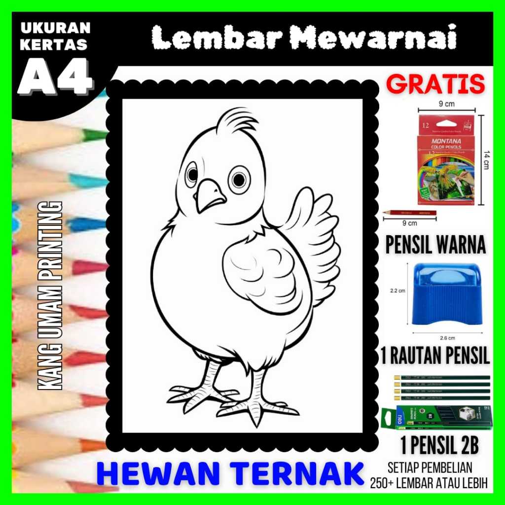 

Lembar Mewarnai Gambar Hewan Ternak Anak Paud/SD Untuk Semua Usia Bagian 03,Sketsa, Drawing,Coloring