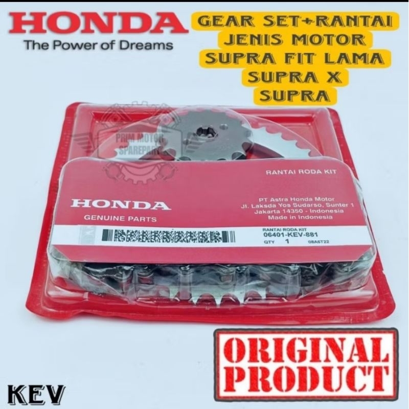 GEAR SET ORIGINAL HONDA  SUPRA 125. SUPRA X SUPRA FIT GEAR SET KEV SET RANTAI HONDA ORIGINAL