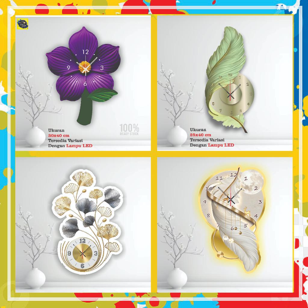 Jam Dinding BUNGA BOHO AESTETIK LED HOME Sweet Home Hiasan dinding Ruang tamu/ kamar tidur