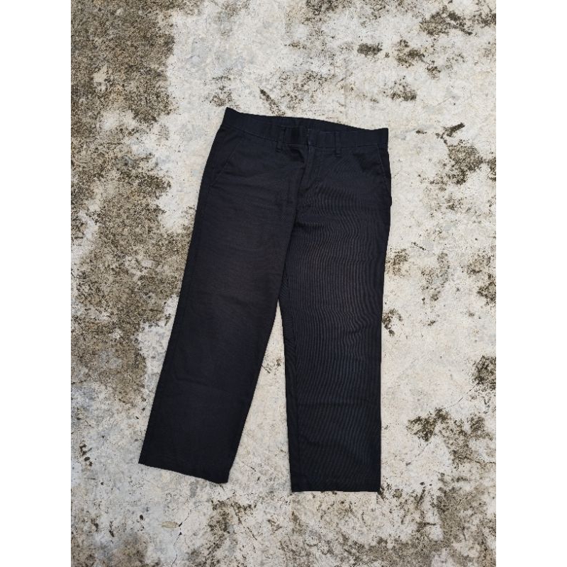 Celana panjang trouser pants reguler slim chinos uniqlo original second brand warna hitam black panj