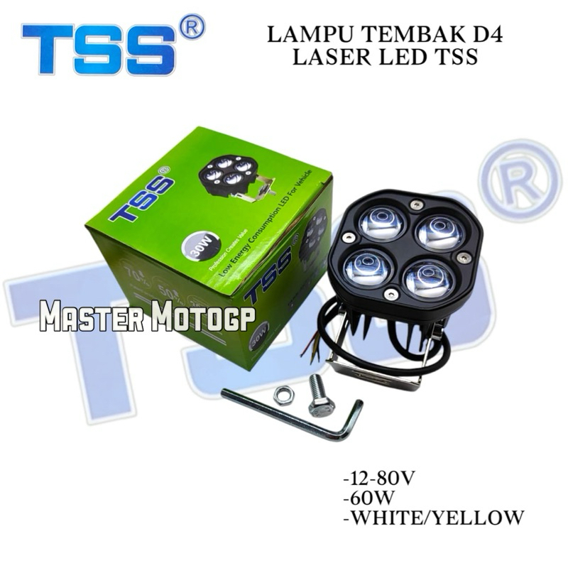 lampu tembak laser D4 tss Racing texture of wood lampu tembak 4 lensa double warna putih - kuning La