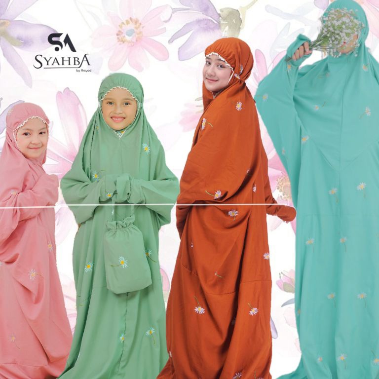 KODE T64B Mukena Terusan DAISY Couple TK ANAK DEWASA  Syahba