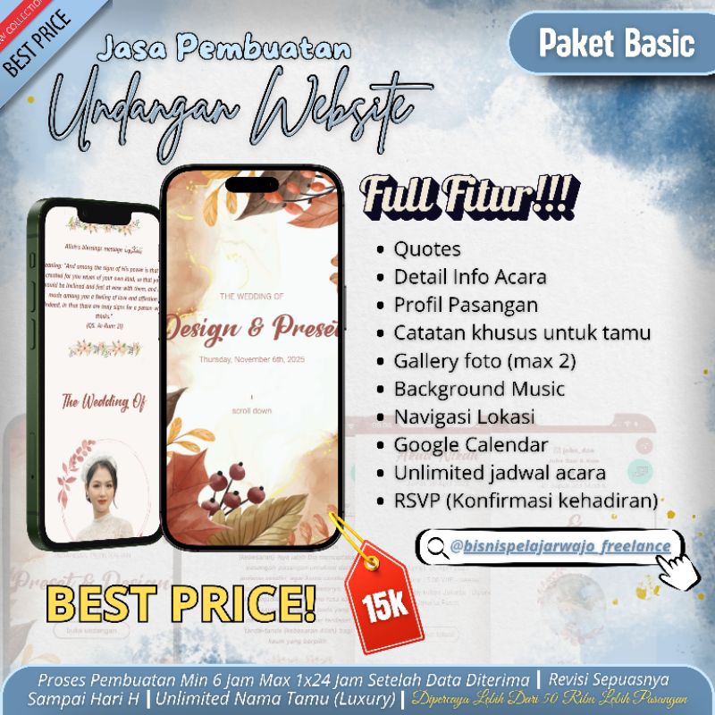 [BASIC] Undangan Digital Website Pernikahan Basic - Menggunakan Foto & Tanpa Foto || Undangan Digita