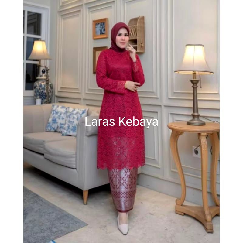Terbaru Setelan Kebaya Tunik Brokat Songket / Kebaya Brokat Terbaru / Kebaya Brokat Kekinian / Kebay