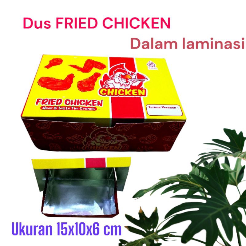 

KEMASAN FRIED CHICKEN 100 LEMBAR LAMINASI UKURAN 15X10X6 cm/KARDUS CHICKEN MURAH