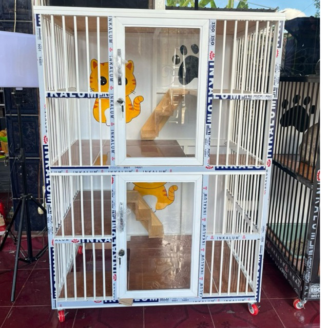 KANDANG KUCING ALUMINIUM 2 PINTU MURAH KANDANG KUCING TINGKAT KANDANG TERLARIS