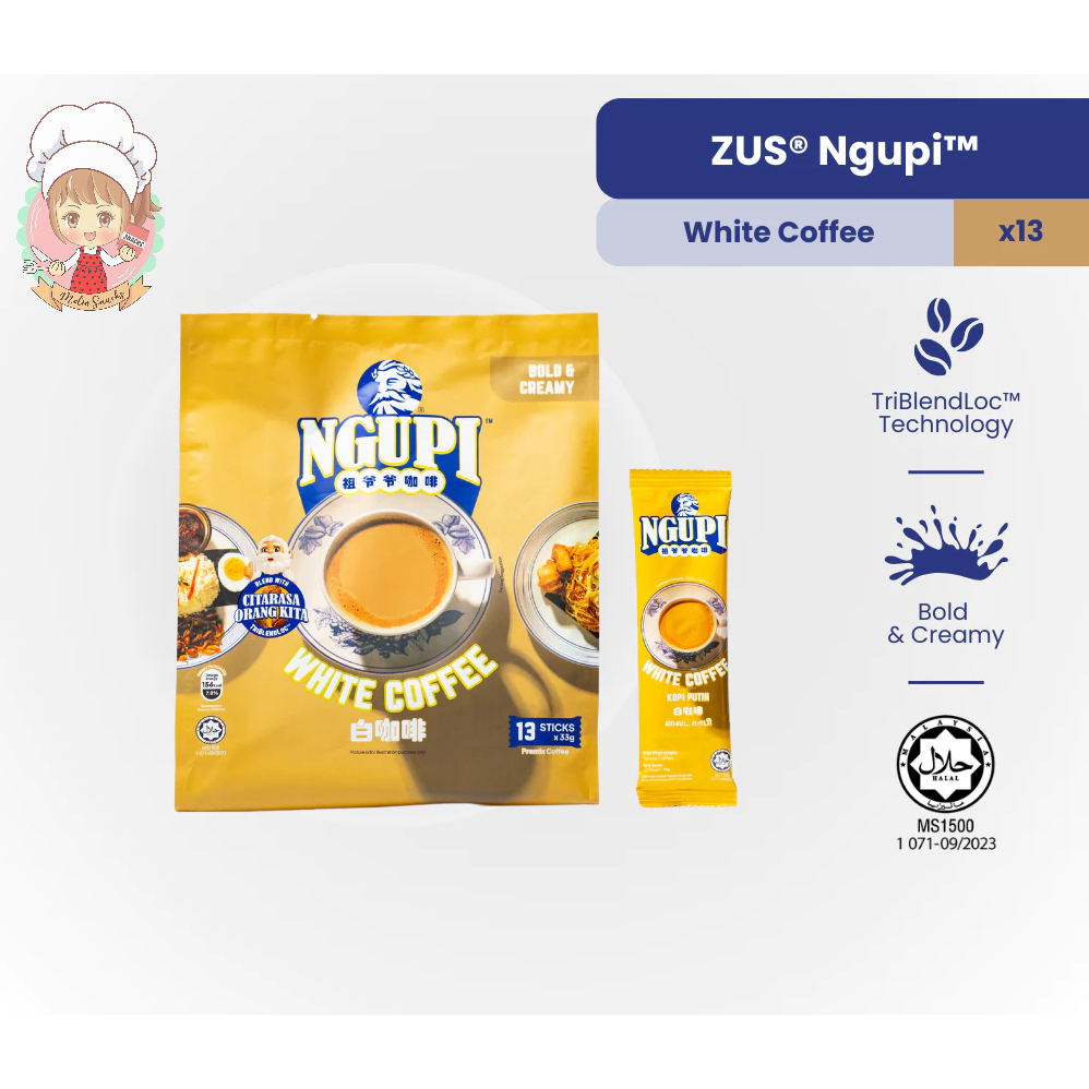 

NEW ZUS COFFEE Ngupi White Coffee ( 33g x 13 sachet)