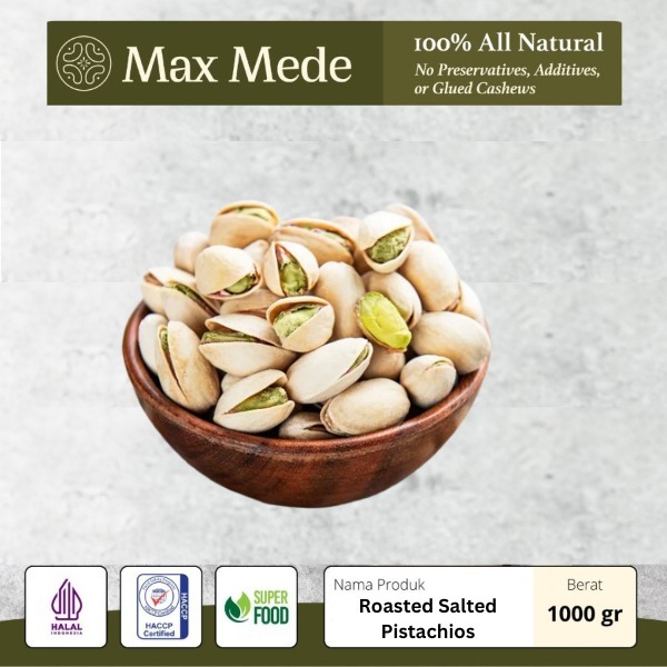 

Max Mede - Kacang Pistachio Fustuk Premium Roasted 1KG - Kacang Arab Pistacio Matang Panggang 1000g