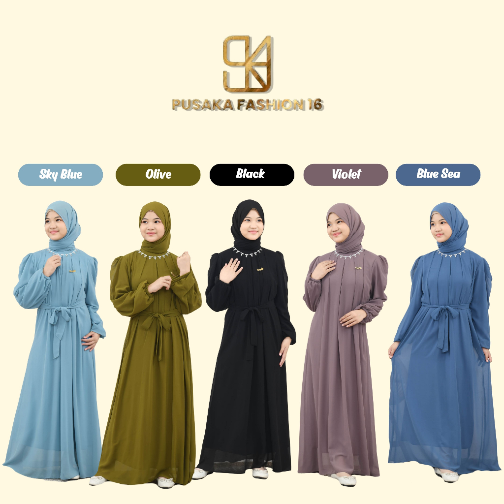 INAYA Gamis couple ibu dan anak perempuan remaja tanggung ceruty babydoll mix payet warna emerald