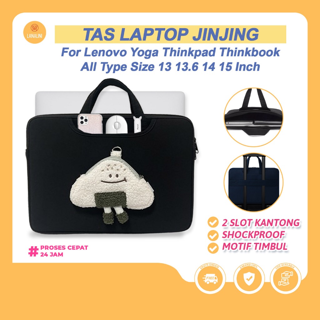 Tas Laptop Tali Jinjing Lucu Girly 12 13 13.3 14 15 inch Sleeve Pouch Sarung Lenovo Thinkplus Thinkp