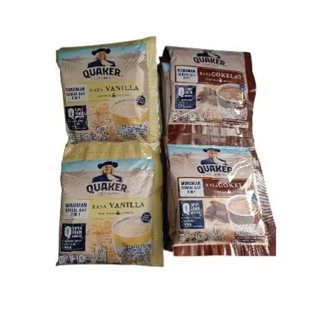 

Quaker minuman sereal oat 3in1 @ 28gr1 renteng isi 10 bungkus Varian Cokelat Vanilla