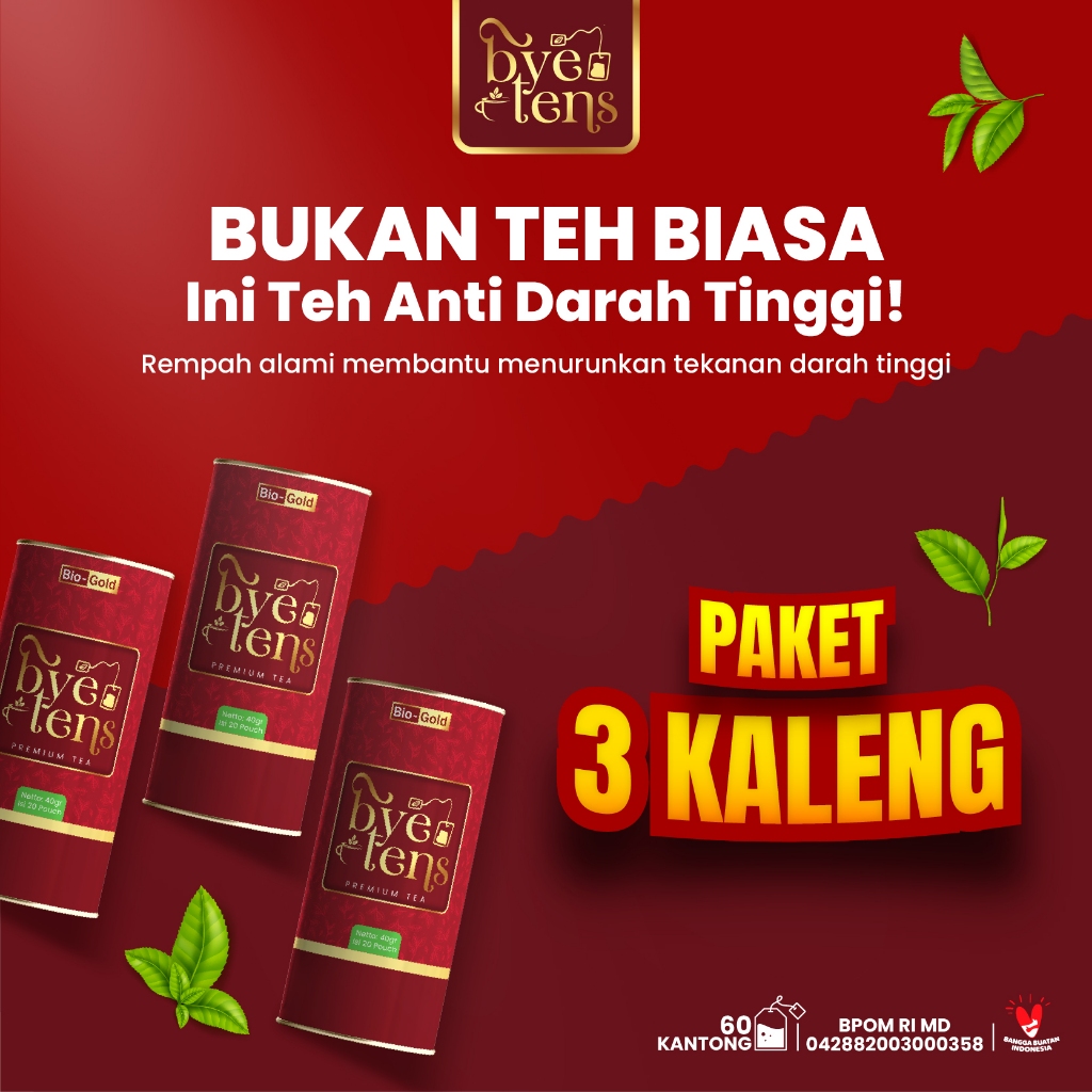 

Bye Tens - Bundling 3 Kaleng Teh Premium Tea Hipertensi with Mengkudu, teh hijau, seledri Membantu Permasalahan Hipertensi Menjaga Keseimbangan Tekanan Darah