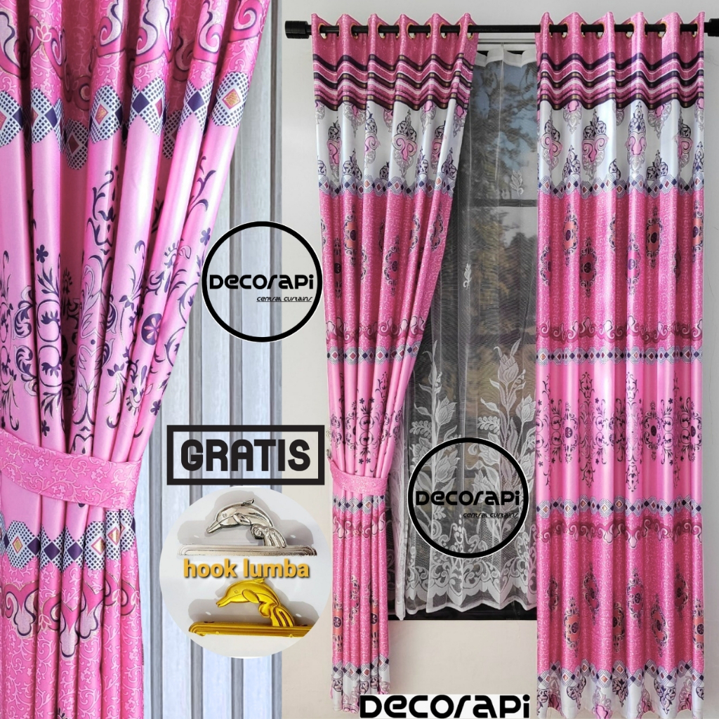 Gorden Blackout Printing Motif Bunga Bunga Biru Gold Pink Hijau Ungu Tebal Premium Tinggi 250cm