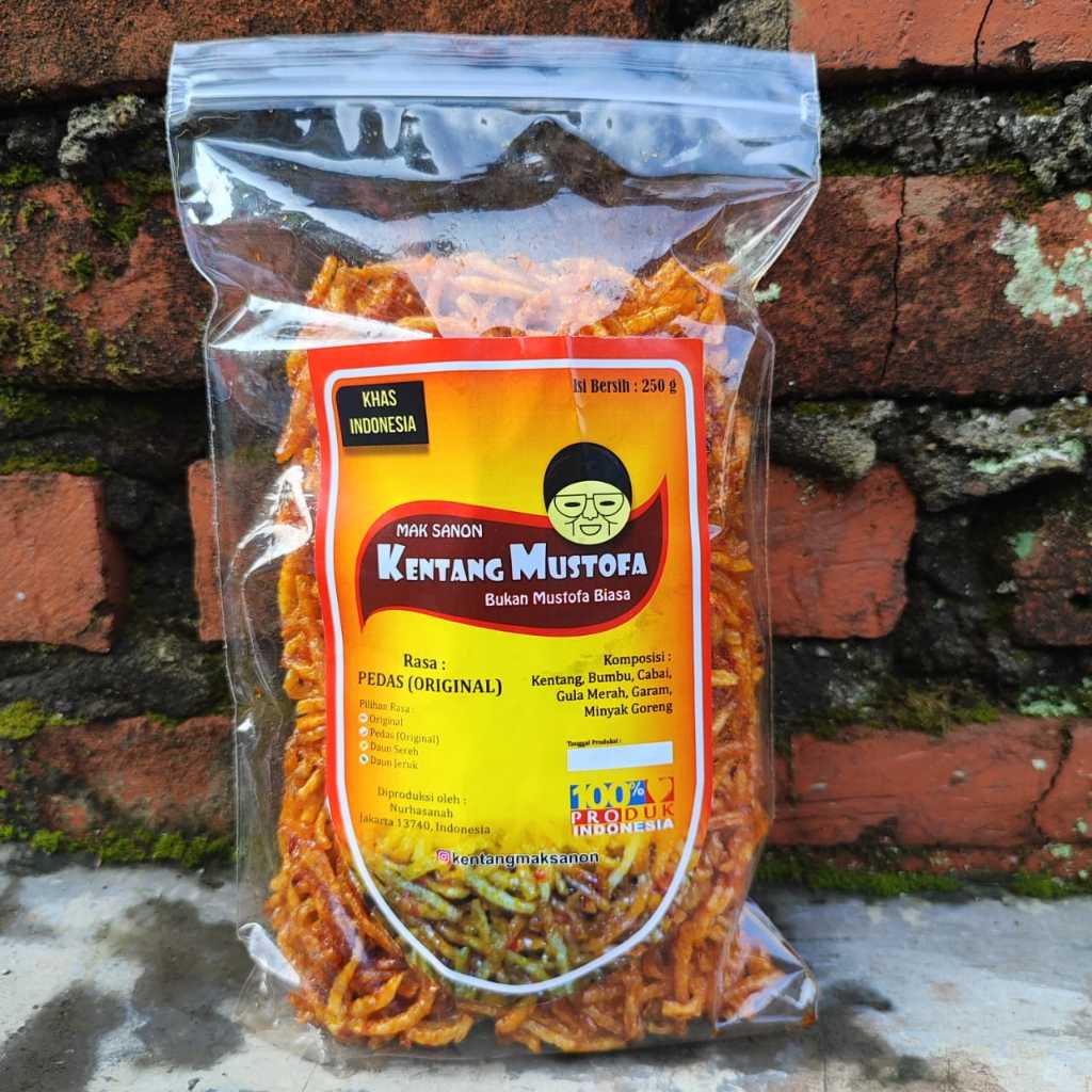

Kentang Mustofa Rasa Pedas Original Mak Sanon Camilan Cemilan Snack Lauk Keripik Kering Kriuk Crispy