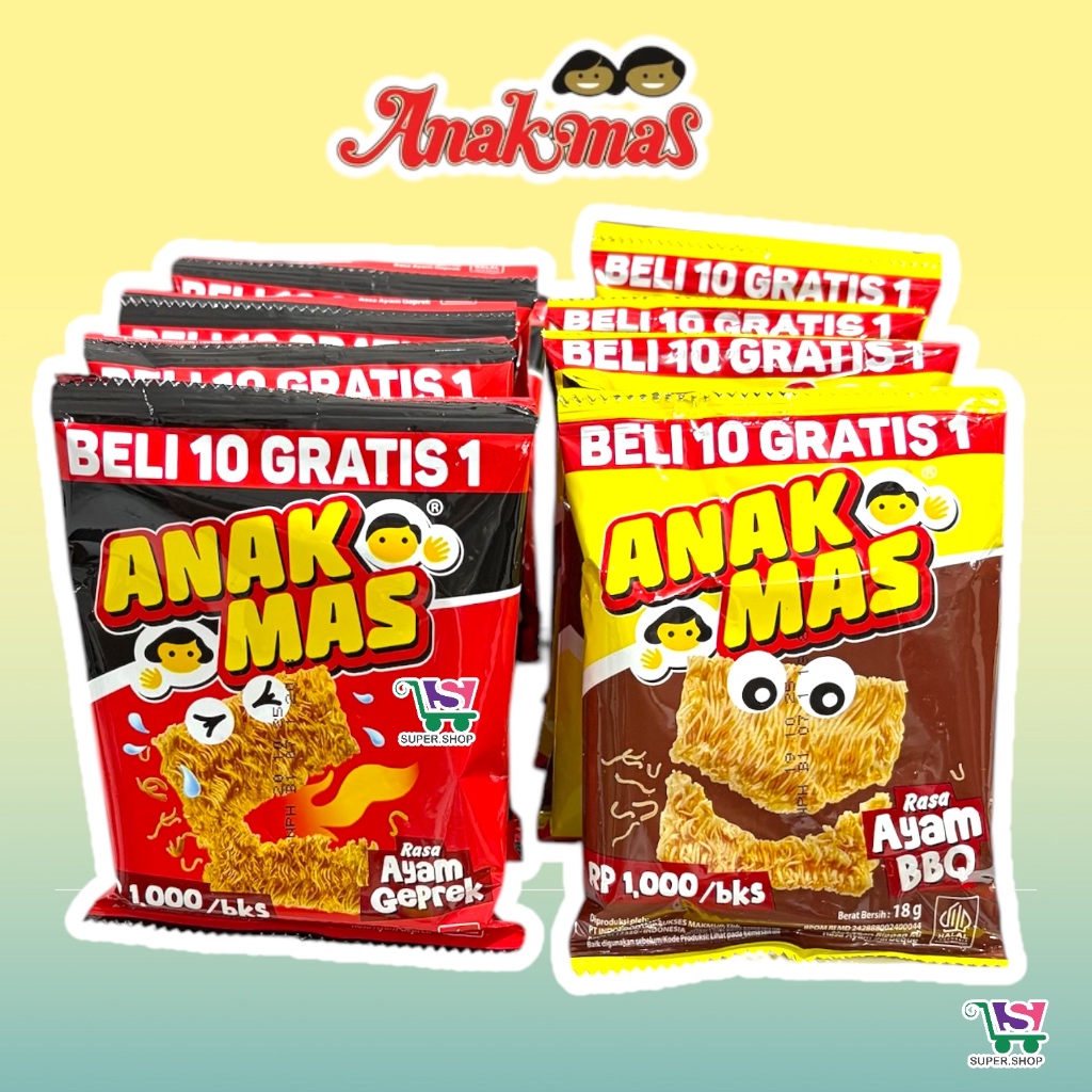 Anak Mas Snack Jadul Mi Kremes Rasa Ayam Geprek / BBQ  (isi 10 pcs)