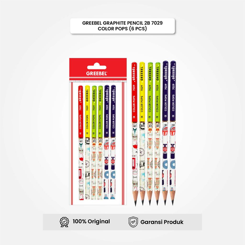 

Pensil Tulis 2B Pencil Kayu Greebel Color Pop 7029 (6 PCS/SET)