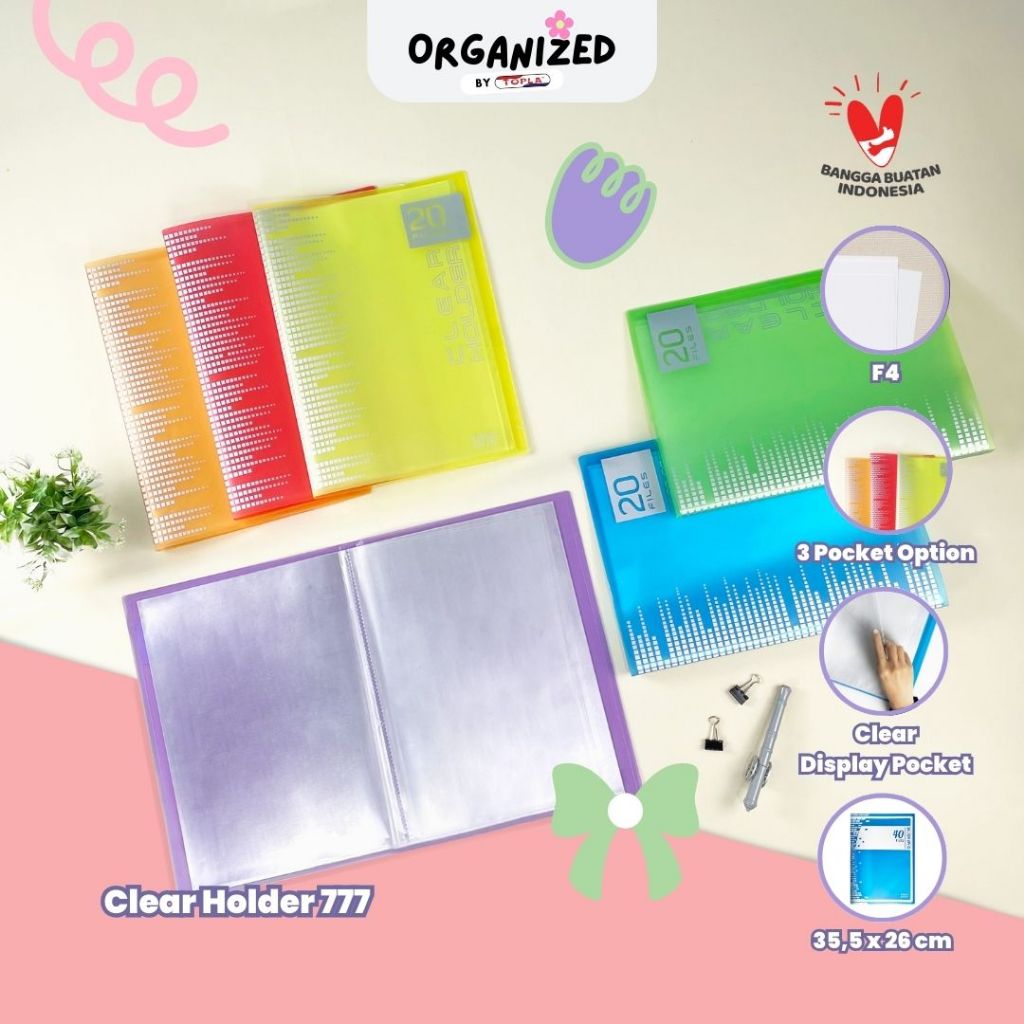 

Clear Holder 777 display book folder dokumen keeper kertas berkas sekolahan ukuran folio Topla