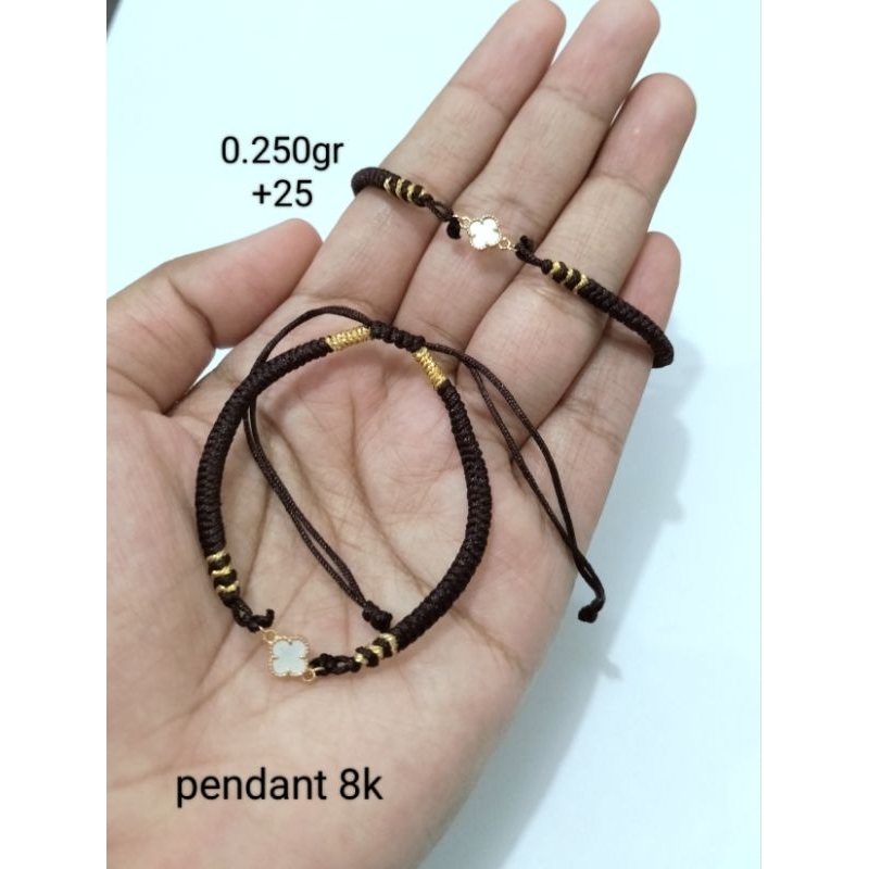 pendant emas van cleef putih (gelang tali) 8 karat