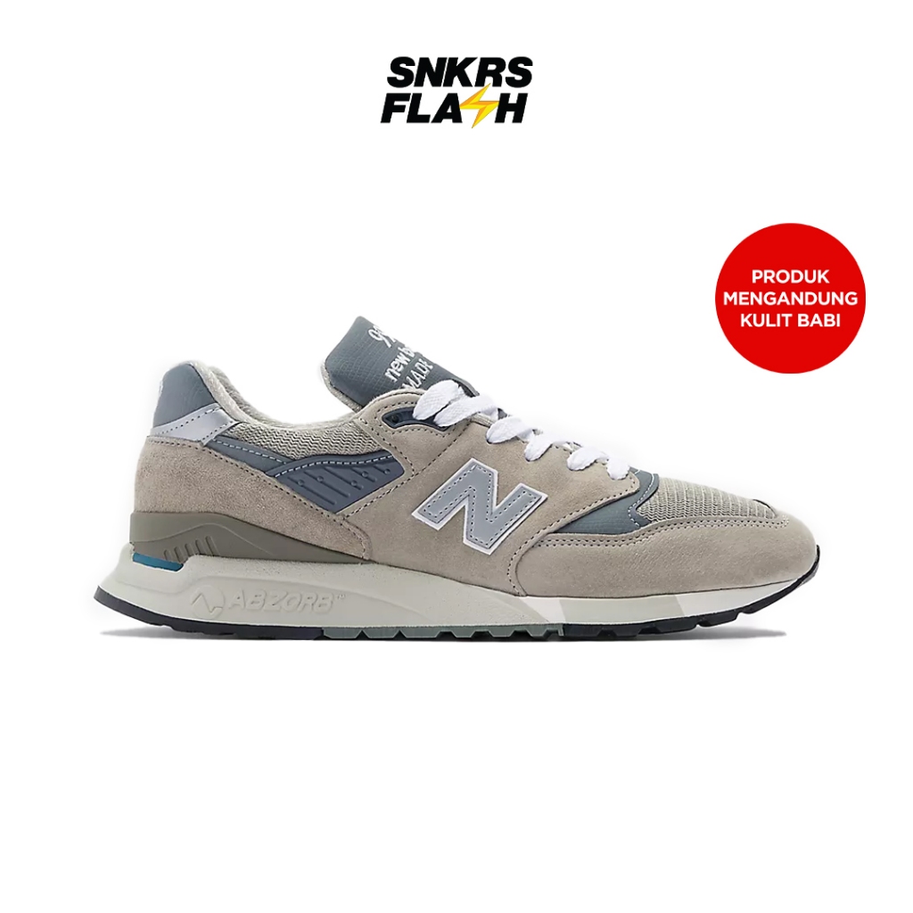 NEW BALANCE 998 Made In Usa Grey Sepatu Sneakers Pria - U998GR - Size 43