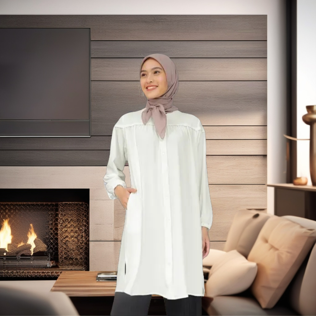 BAJU ATASAN TUNIK JUMBO REMAJA WANITA NIBRAS INSPIRE ITU 75 WHITE