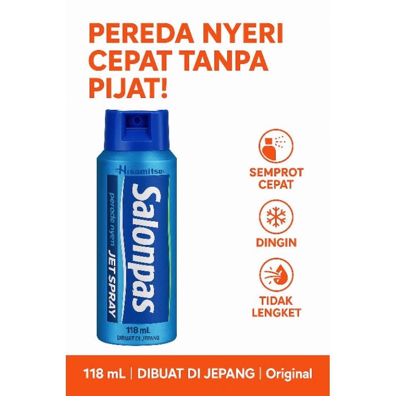 Salonpas Jet Spray 60ml / 118ml - Obat Semprot Nyeri Otot & Pegal Linu | Original Jepang