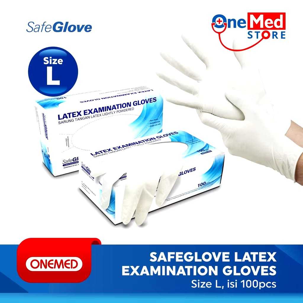 ONEMED SafeGlove Sarung Tangan Onemed Sarung Tangan Medis L - 1 Box isi 100 pcs