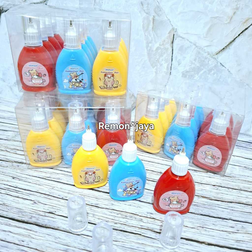 

Tipex Mika aco-02 Correction Tape / tip ex Cair Stationery Warna Kuning Biru dan Merah