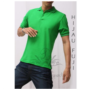 Baju Polo Shirt HIJAU FUJI Kaos Kerah Polos Cowok Pria Cotton - Hijau