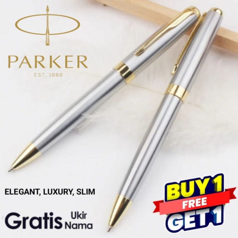 

Pulpen Mewah Rotary System Slim Buy 1 Get 1 Free Parker Silver Gold Clip Gratis Grafir Nama Dan Box Bludru Exlusive