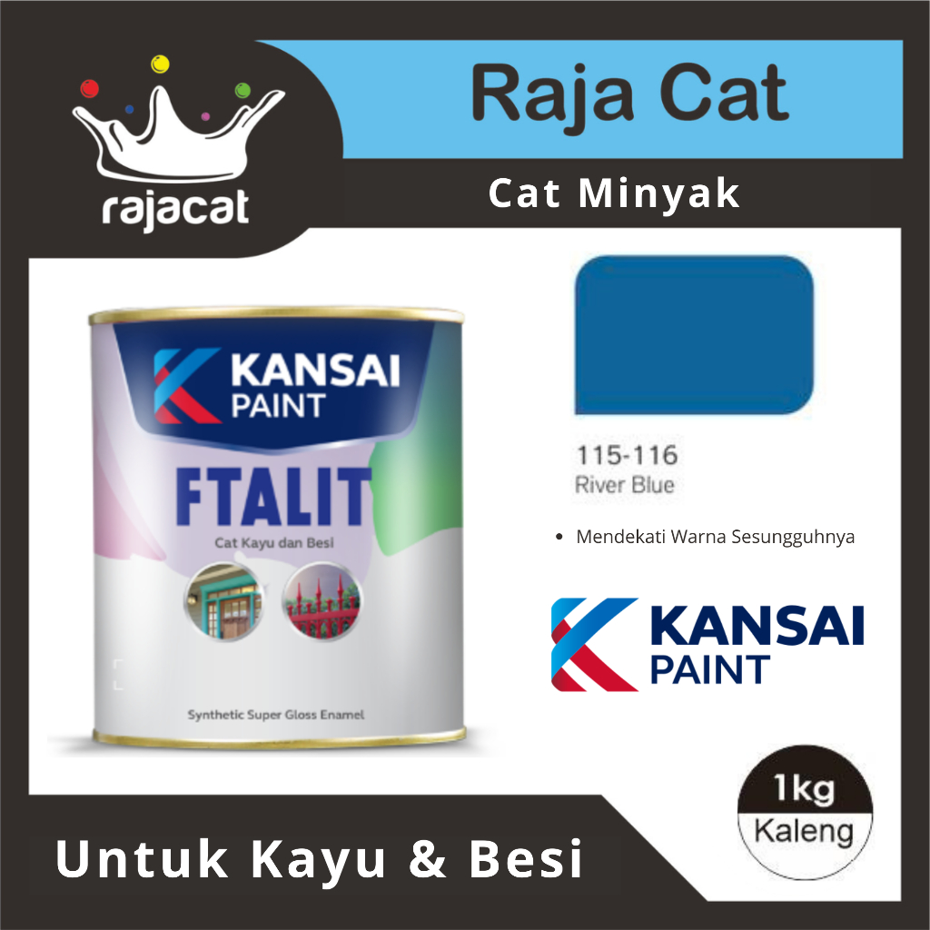 Cat Besi dan Kayu KANSAI FTALIT 1 KG 116 RIVER BLUE Cat Minyak