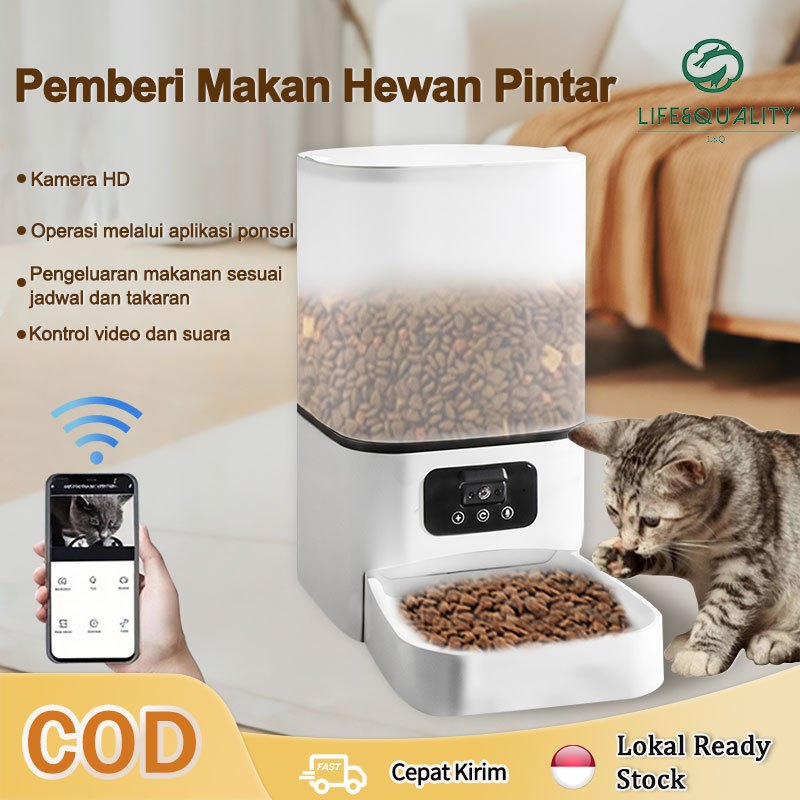 L&Q Smart Pet Feeder Automatic Feeder APP WIFI Connect Kontrol Camera Intercom Pengaturan Waktu Kont