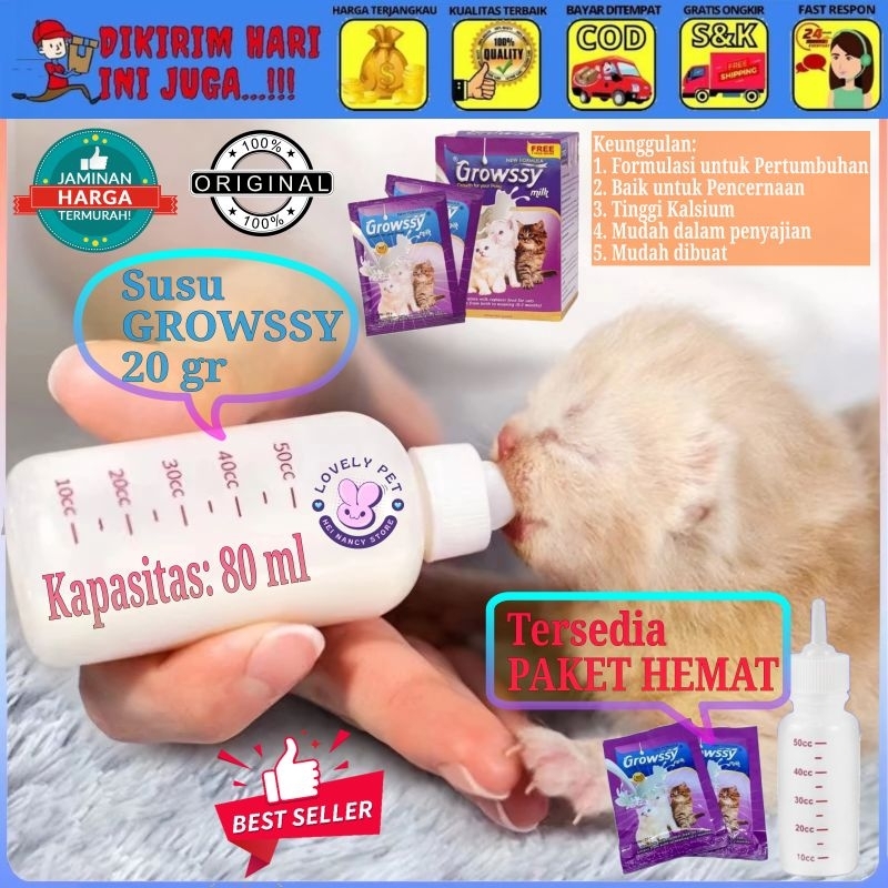 Botol Dot Kucing Bayi Alat Minum Dot Susu Anak Kucing Anjing Baru Lahir Paket Komplit