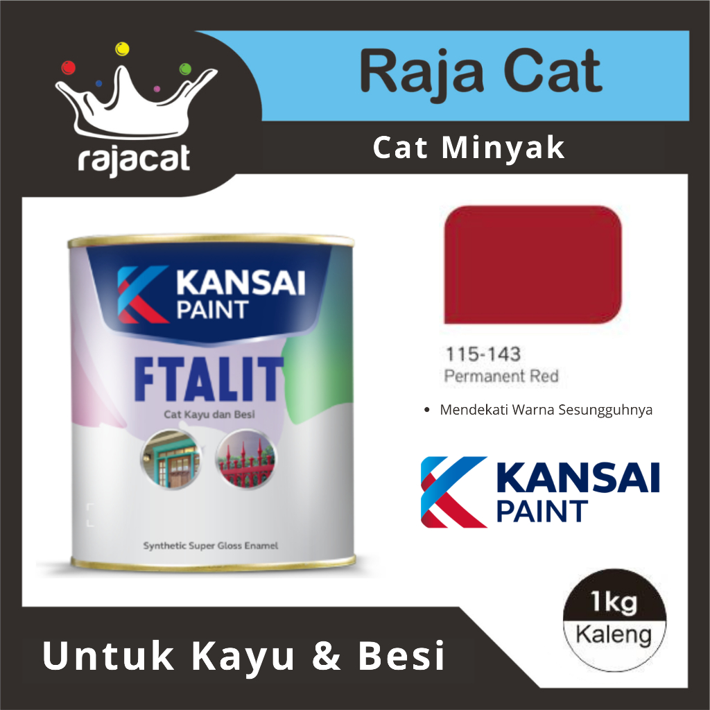Cat Besi dan Kayu KANSAI FTALIT 1 KG 143 PERMANENT RED Cat Minyak