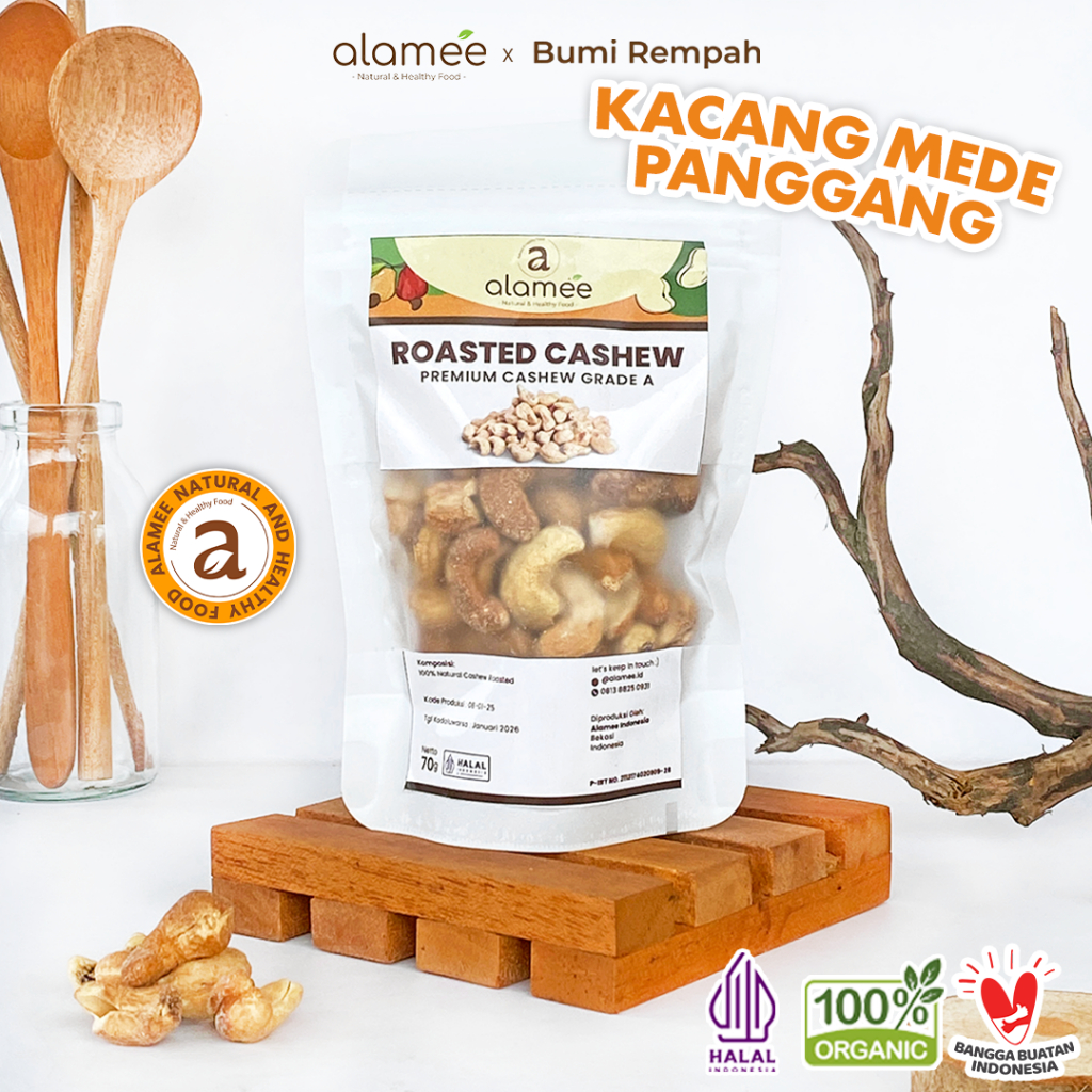 

Kacang Mede Mete Mente Cashew Panggang Roasted Oven Original Premium Grade A Utuh Matang Asli 70g