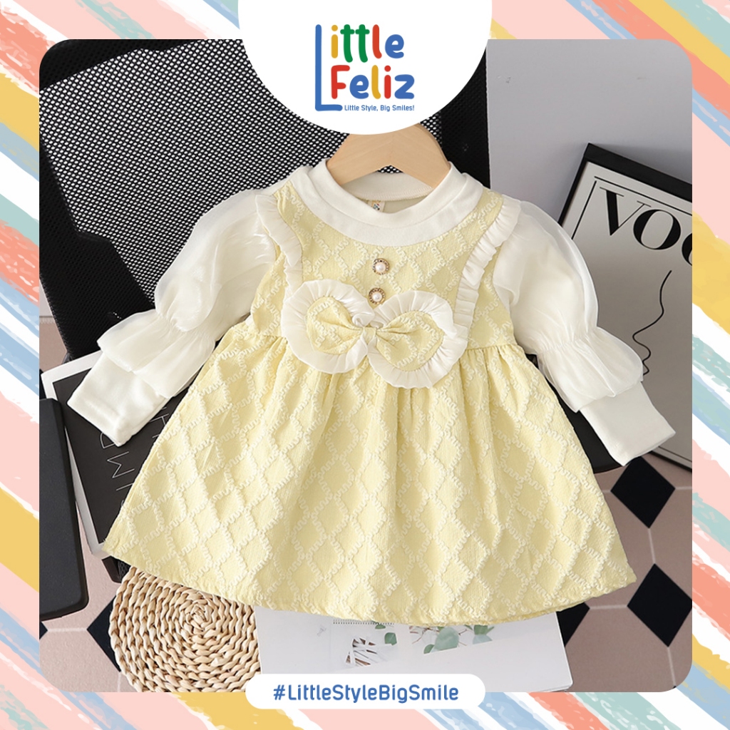 littlefeliz FA31 1-4 tahun Gaun musim gugur gadis berusia gaun gaya barat yang panjang lengan bayi, 