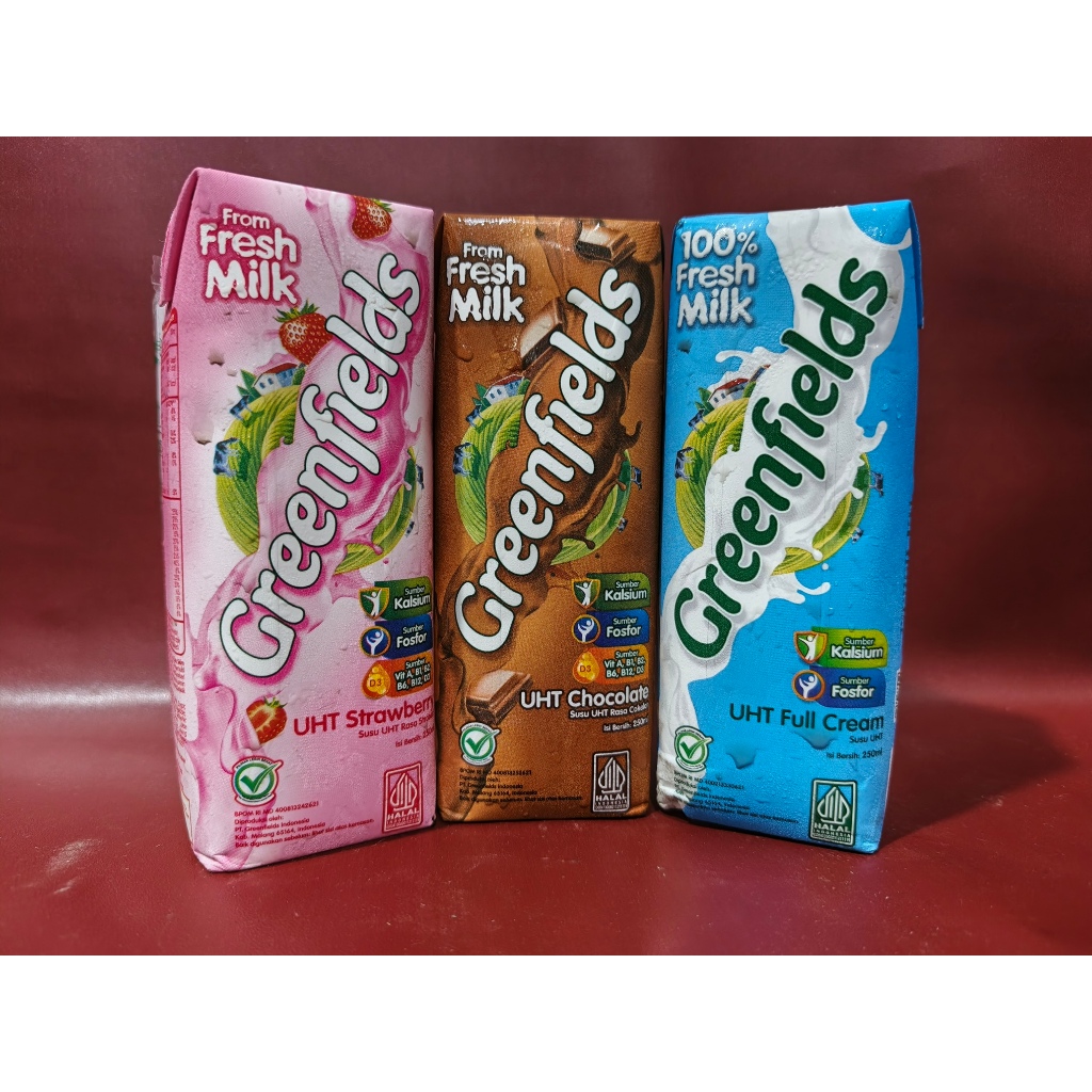 

Greenfields UHT Fresh Milk Varian - Chocolate | Strawberry | Full Cream 250ml