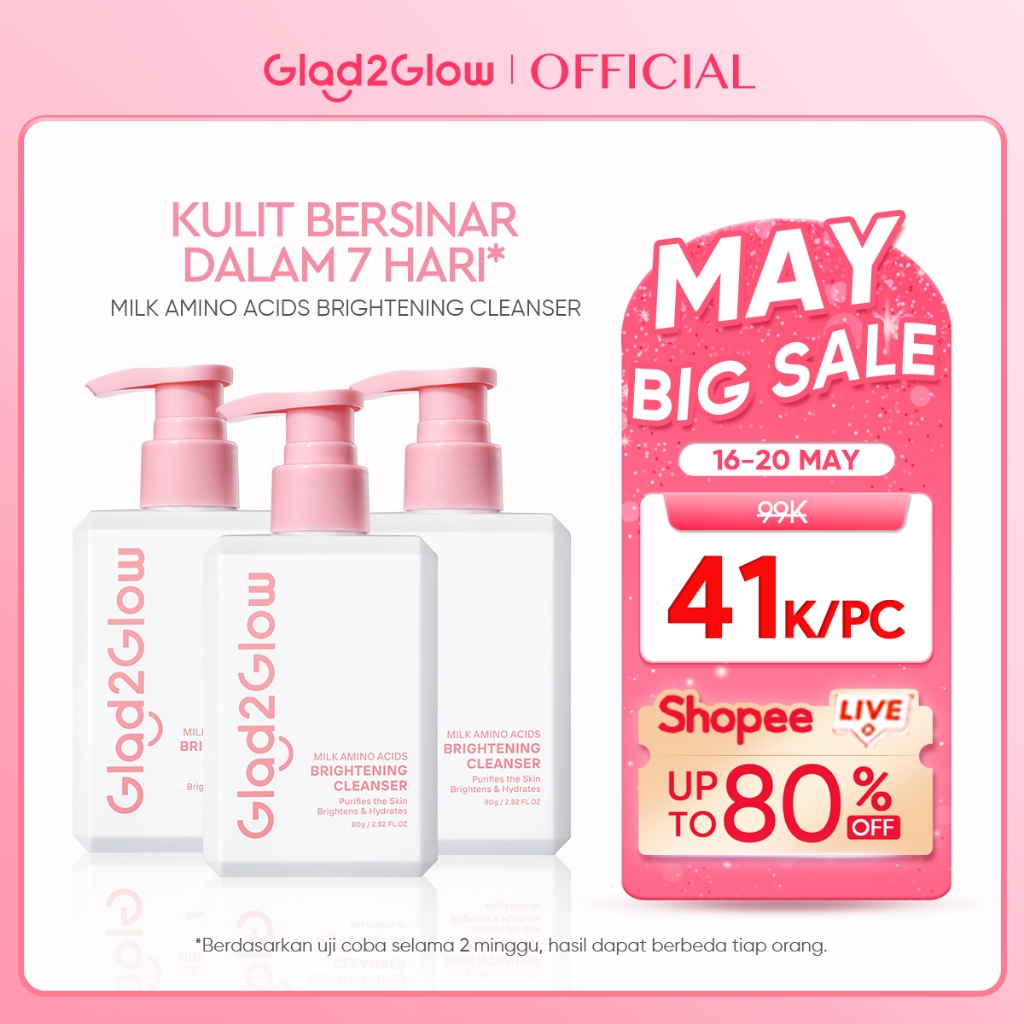 [READY STOCK]Glad2Glow Milk Amino Acid Gentle Cleanser facial wash sabun cuci muka face wash pembers