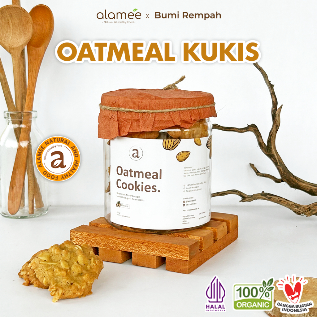 

ALAMEE Oatmeal Diet Cookies - Cemilan Almond Snack Kue Kukis Sehat Healthy Snack Oat 225gr