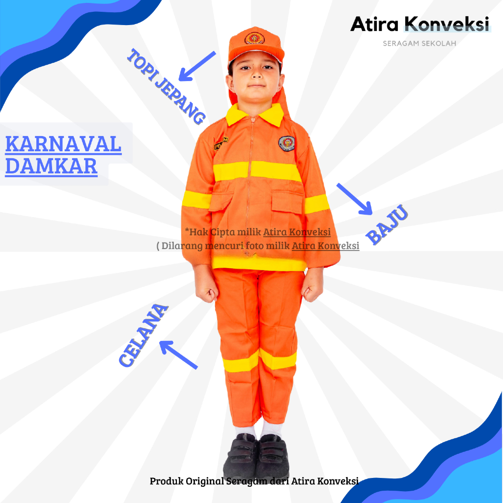 BAJU PROFESI DAMKAR / PEMADAM KEBAKARAN - BAJU KARNAVAL ANAK TK